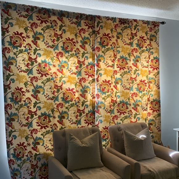 Set‎ of 4 Floral Patterned blackout curtains classic traditional red blue green - Picture 16 of 17